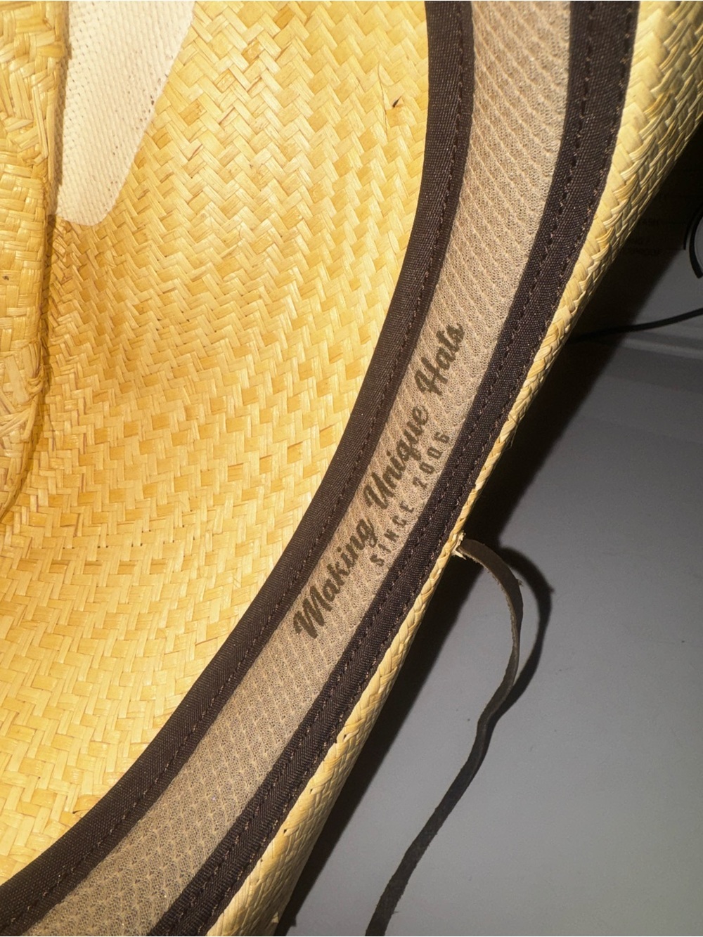 Women’s Straw Cowboy Hat in Tan with Dark Brown Trim - Picture 5 of 15